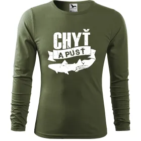 Pánské tričko pro rybáře s dlouhým rukávem – Chyť a pusť