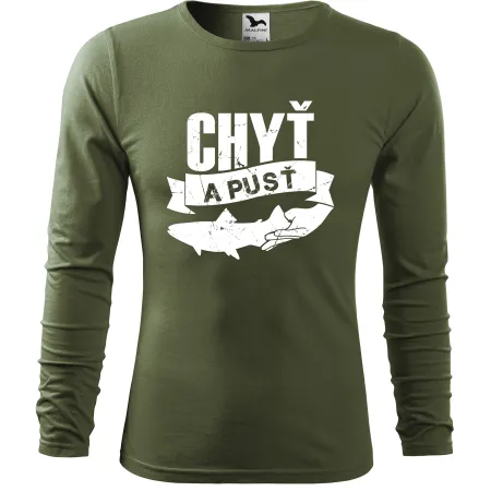 Pánské tričko pro rybáře s dlouhým rukávem – Chyť a pusť