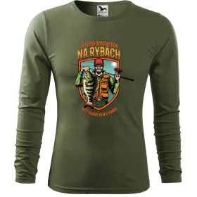 Pánské tričko pro rybáře s dlouhým rukávem – Lepší špatný den na rybách než dobrý den v práci