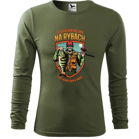 Pánské tričko pro rybáře s dlouhým rukávem – Lepší špatný den na rybách než dobrý den v práci