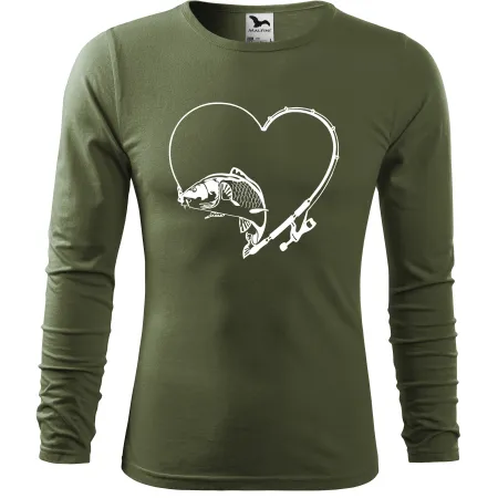 Pánské tričko pro rybáře s dlouhým rukávem – Kapr v srdci