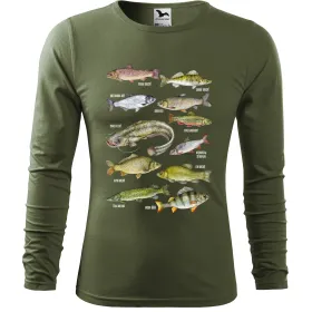 Pánské tričko pro rybáře s dlouhým rukávem – Ryby v českých vodách - barevné