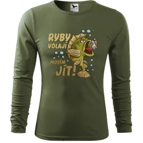 Pánské tričko pro rybáře s dlouhým rukávem – Ryby volají, musím jít!