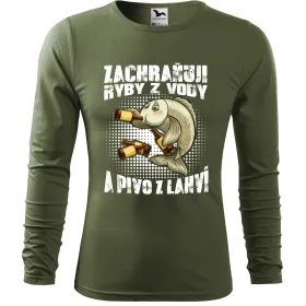 Pánské tričko pro rybáře s dlouhým rukávem – Zachraňuji ryby z vody a pivo z lahví