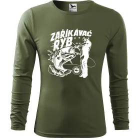 Pánské khaki tričko s dlouhým rukávem – Zaříkávač ryb