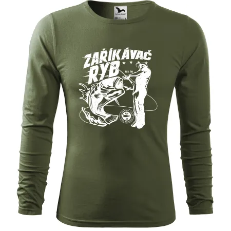 Pánské khaki tričko s dlouhým rukávem – Zaříkávač ryb