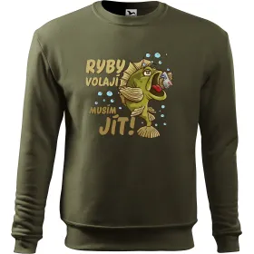 Mikina bez kaupce pro rybáře Ryby volají, musím jít!