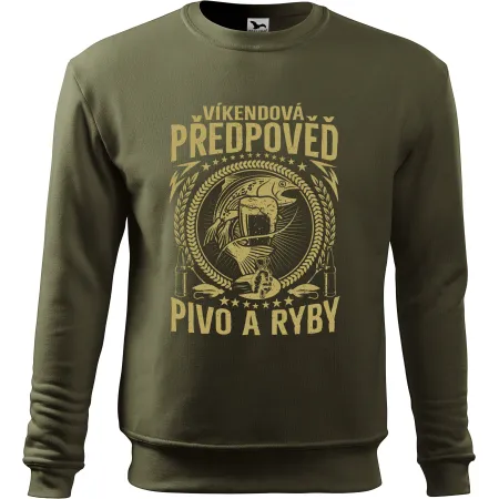Mikina bez kaupce pro rybáře Víkendová předpověď - Pivo a ryby