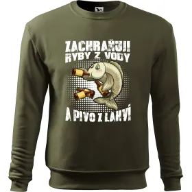 Mikina bez kaupce pro rybáře Zachraňuji ryby z vody a pivo z lahví