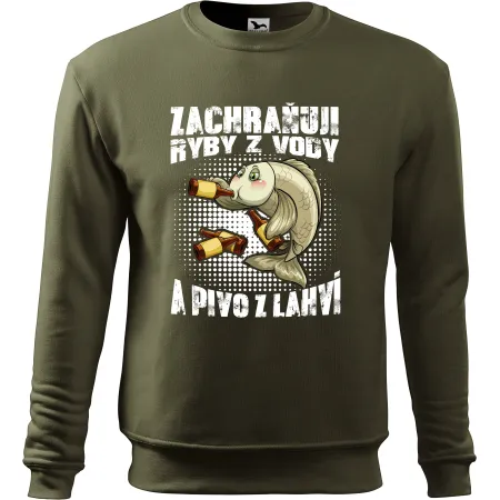 Mikina bez kaupce pro rybáře Zachraňuji ryby z vody a pivo z lahví