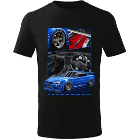 Pánské tričko Skyline R34 Detail blue