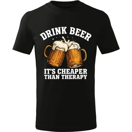 Tričko DRINK BEER – It’s Cheaper Than Therapy!