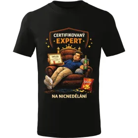 Pánské tričko Certifikovaný expert na nicnedělání – vtipné tričko pro pohodáře