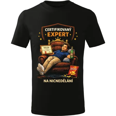 Pánské tričko Certifikovaný expert na nicnedělání – vtipné tričko pro pohodáře
