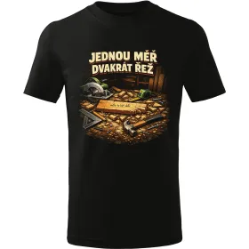 Pánské tričko Jednou měř dvakrát řež – vtipné tričko pro kutil