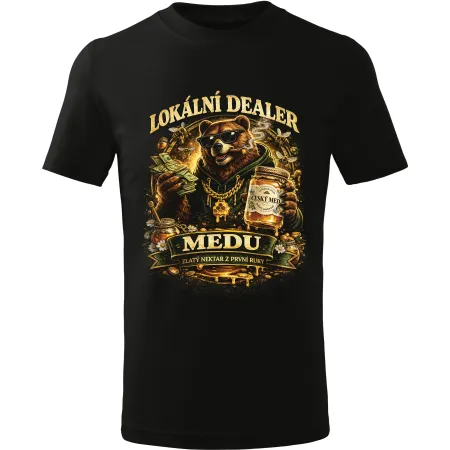 Pánské tričko Lokální dealer medu s medvědem – vtipné tričko pro včelaře