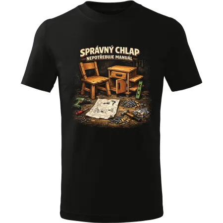Pánské tričko Správný chlap nepotřebuje manuál – vtipné tričko pro kutily