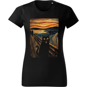 Dámské tričko Kočičí výkřik – umělecký motiv inspirovaný expresionismem