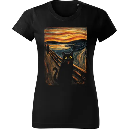 Dámské tričko Kočičí výkřik – umělecký motiv inspirovaný expresionismem