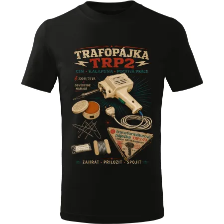 Pánské tričko Trafopájka TRP2 – cín, kalafuna a poctivá práce
