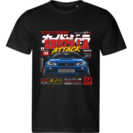 Pánské tričko Nissan Skyline GT-R R34 – Godzilla Attack