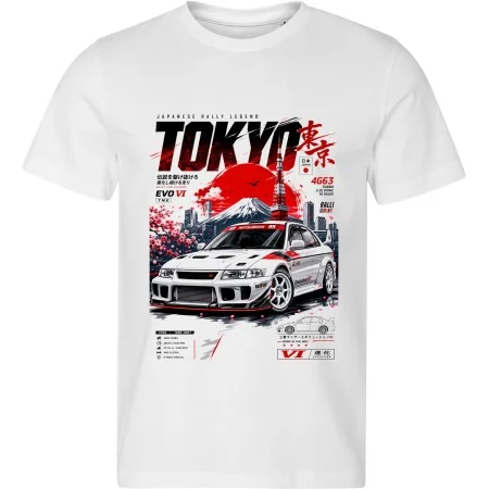 Bílé tričko Mitsubishi Lancer Evolution VI – Tokyo Rally Legend – závodní Evo