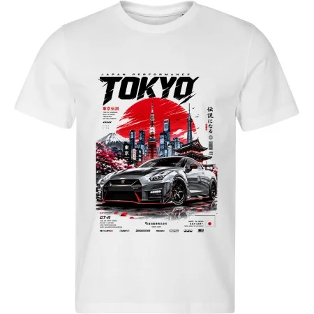 Bílé tričko Nissan GT-R R35 – Tokyo Japan Performance