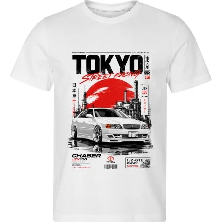 Bílé tričko Toyota Chaser JZX100 – Tokyo Street Racing – Built for Speed