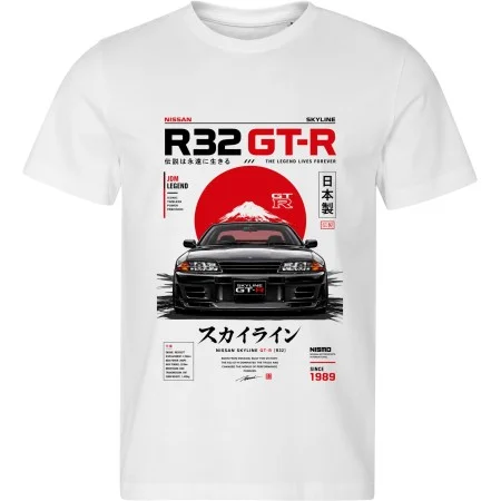 Bílé tričko Nissan Skyline GT-R R32 – The Legend Lives Forever