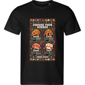 Pánské černé tričko Malfini Edge 813 s vánočním potiskem CHOOSE YOUR DINNER – vyber si vánoční večeři