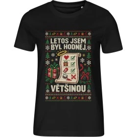 Dámské černé tričko Malfini Edge 814 s vánočním potiskem Letos jsem byl hodnej. Většinou!
