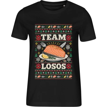 Dámské černé tričko Malfini Edge 814 s vánočním potiskem TEAM LOSOS – vánoční tým