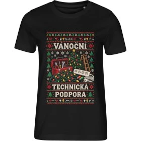 Dámské černé tričko Malfini Edge 814 s vánočním potiskem Vánoční technická podpora