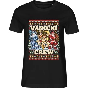 Dámské černé tričko Malfini Edge 814 s vánočním potiskem Vánoční crew – sváteční supertým