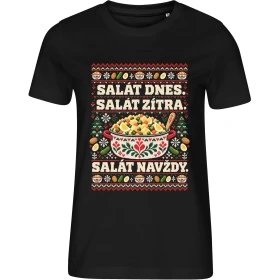 Dámské černé tričko Malfini Edge 814 s vánočním potiskem Salát dnes, salát zítra, salát navždy