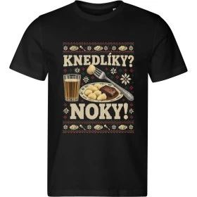 Pánské černé tričko Malfini 813 s vánočním motivem Pelíšky – Knedlíky? Noky!