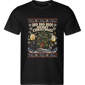 Pánské černé tričko s vánočním motivem Snowboarďáci – Ho Ho Ho Merry Christmas