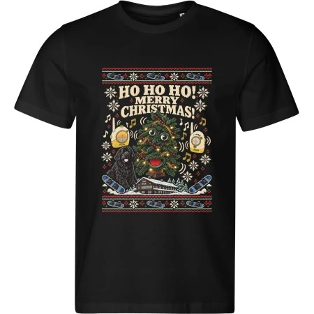 Pánské černé tričko s vánočním motivem Snowboarďáci – Ho Ho Ho Merry Christmas