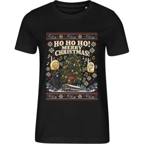 Dámské černé tričko s vánočním motivem Snowboarďáci – Ho Ho Ho Merry Christmas