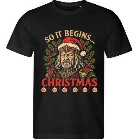 Pánské černé tričko s vánočním motivem Pán prstenů – So It Begins Christmas