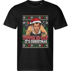 Pánské černé tričko s vánočním motivem Smrtonosná past – Yippee Ki-Yay It’s Christmas