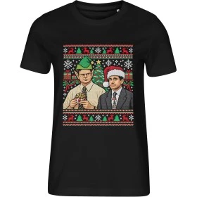 Dámské černé tričko s vánočním motivem The Office – Dwight a Michael o Vánocích