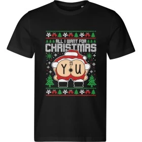 Pánské černé tričko s vánočním motivem Santa – All I Want for Christmas Is You