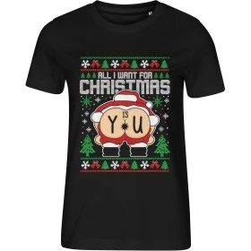 Dámské černé tričko s vánočním motivem Santa – All I Want for Christmas Is You