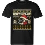 Pánské černé tričko s vánočním motivem Merry Shift-Mas – vánoční řadicí páka