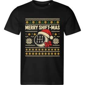 Pánské černé tričko s vánočním motivem Merry Shift-Mas – vánoční řadicí páka