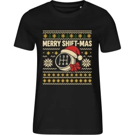 Dámské černé tričko s vánočním motivem Merry Shift-Mas – vánoční řadicí páka