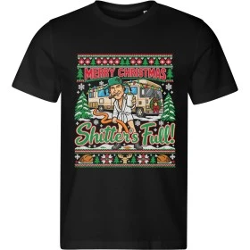 Pánské černé tričko s vánočním motivem Vánoční prázdniny – Shitter’s Full! karavan