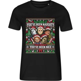 Dámské černé tričko s vánočním motivem Hororové Vánoce – They Know If You’ve Been Naughty