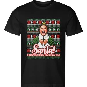 Pánské černé tričko s vánočním motivem Elf – Santa! I Know Him